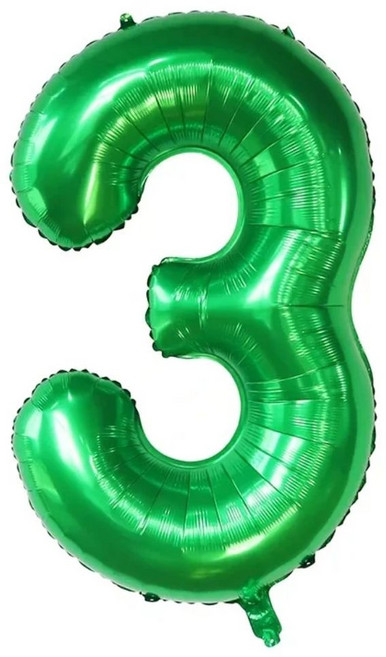 恐龍主題生日派對裝飾組 數字2 鋁箔氣球 生日快樂橫幅, 綠色生日數字3, 1個