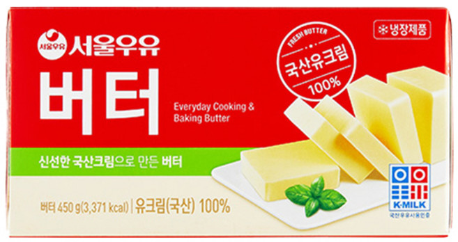 서울우유 국산원유100% 무가염 버터 450g, 1개