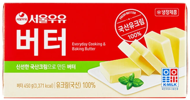 서울우유 국산원유100% 무가염 버터 450g, 1개 - 쿠팡