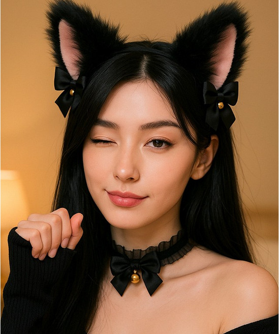 켓헤드&프릴방울초커 (고양이머리띠+초커 SET)