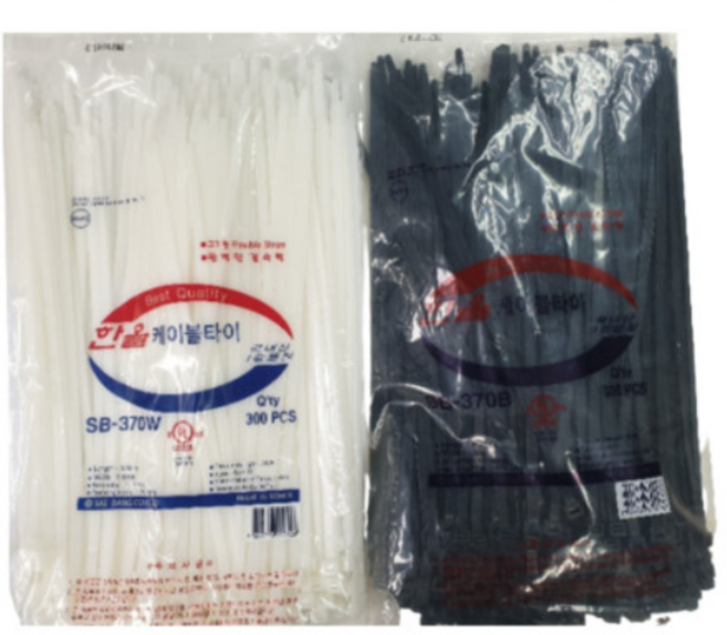 국산 세방 한올 케이블타이 370MM 16봉 박스단위 판매 전선정리 전기공사, 370MM백색, 1박스