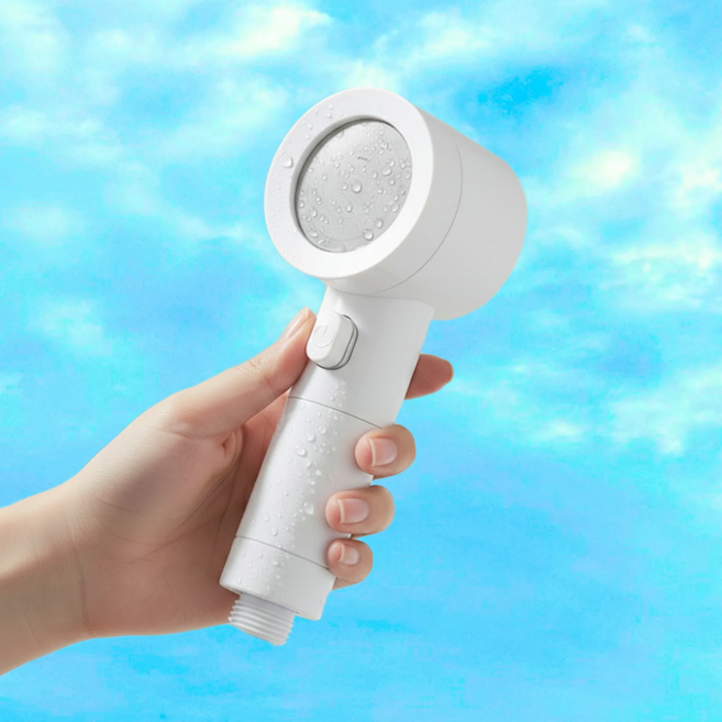 아이너리 3세대 여행용 온오프 필터 샤워기, 화이트+필터 6개, 1개