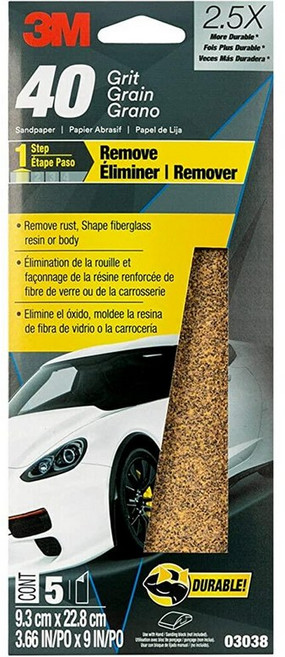 3M 사포 03035 80 그릿 8.9cm x 22.9cm3 2/3 x 9인치 6장 404731, 40 그릿
