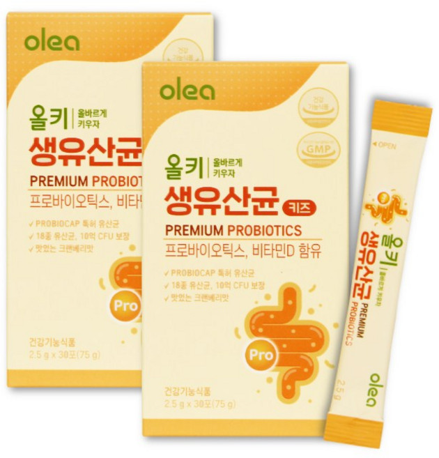 올키 생유산균 키즈 프로바이오틱스 비타민D 30포 2개