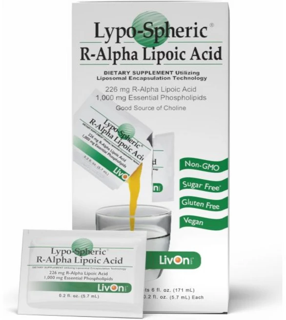 LivOn Laboratories Lypo-Spheric R-Alpha Lipoic Acid - 30 Packets - 226mg Per Packet - Liposome Enc, 30 Count (1 Pack), 1개 - 쿠팡