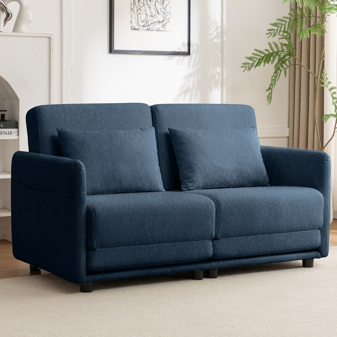 [쿠팡방문설치] Korser 접이식 소파베드 2인용 소파 공간 절약형 디자인 거실 원룸 적합, 블루