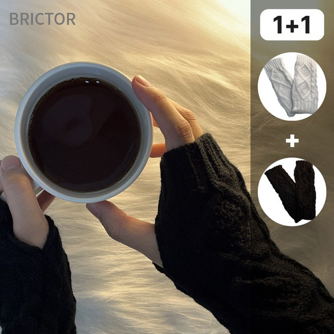 브릭터 포근한 핸드워머 니트 꽈배기 골프 포카