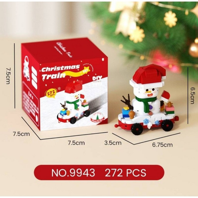 聖誕火車積木 DIY 兒童益智組裝玩具 9940雪屋 260PCS, 1個, 9943雪人
