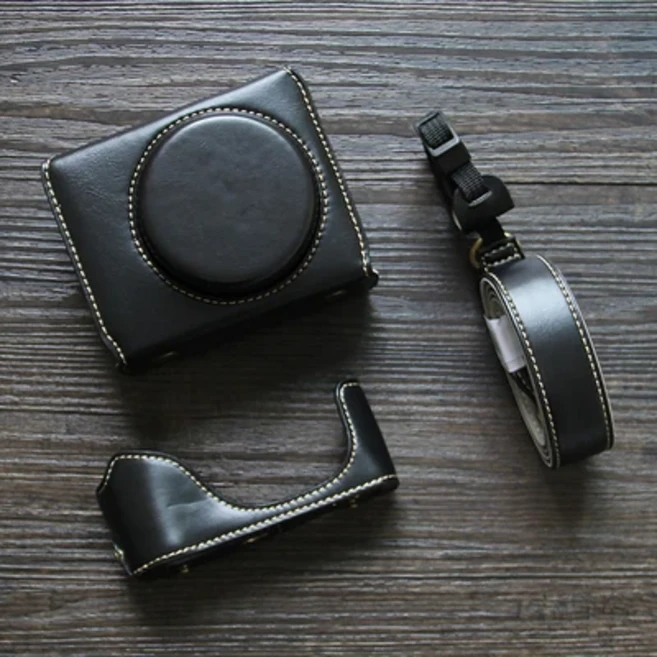 캐논 G7X2 G7X3 G7X ii iii 보호 슬리브 핸들 럭셔리 세공 카메라 정품 가죽 소 가죽 가방 바디 박스 케이, 06 battery opening