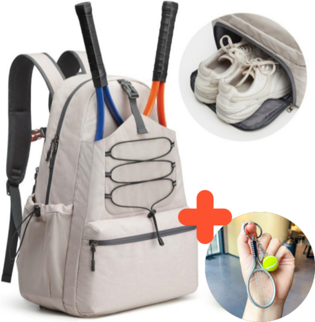 코스나인 대용량 테니스 가방 배드민턴 스쿼시 라켓 백팩 테니스라켓 키링 구성, 화이트, 1개