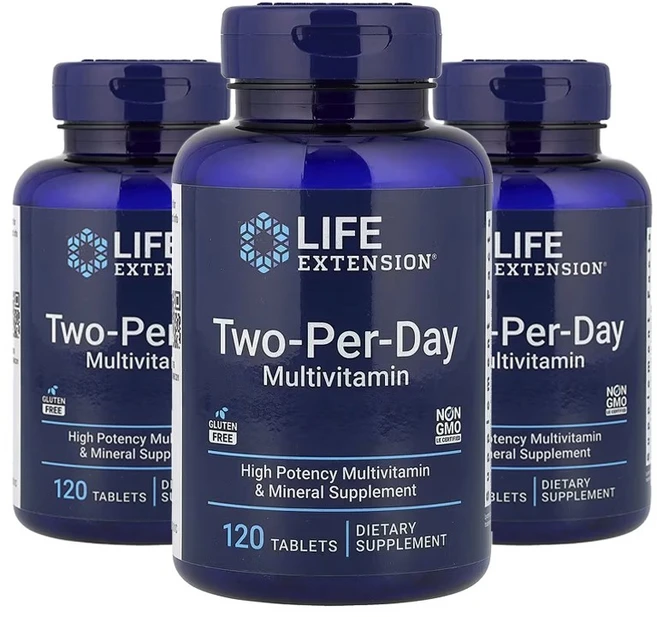라이프익스텐션 투-퍼-데이 멀티비타민 타블렛, 3개, 120정 - 쿠팡