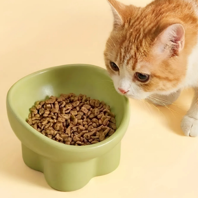 뉴로그 강아지 고양이 세라믹 도자기 밥그릇 물그릇 경추보호 식기, 1개, 그린