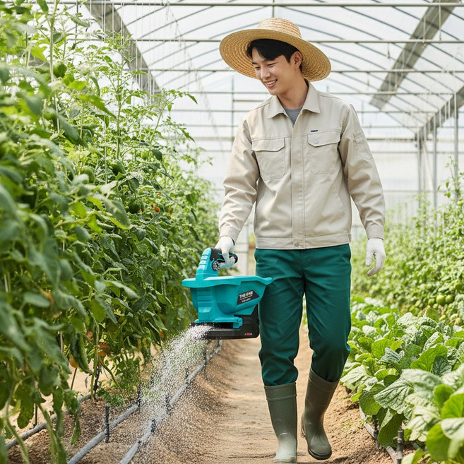 [경농산업]충전식 핸드형 비료 살포기 KNS-HS33 파종 제초 제설 자동 무선 휴대용