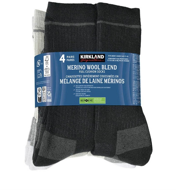 코스트코 커클랜드 시그니춰 남성 울 양말 4족