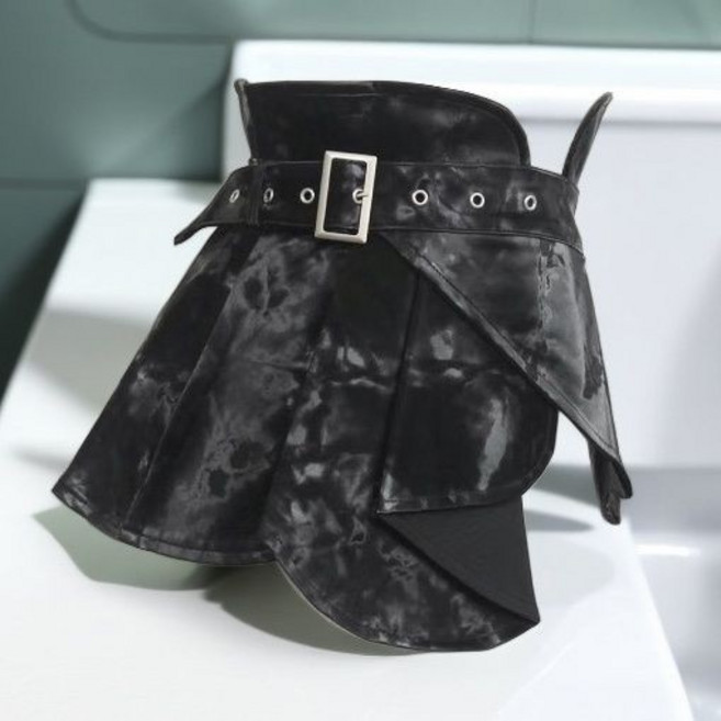 跳舞cos荷葉邊不規則腰封 宮廷女裝飾 黑色修身外搭束腰寬腰帶吊帶