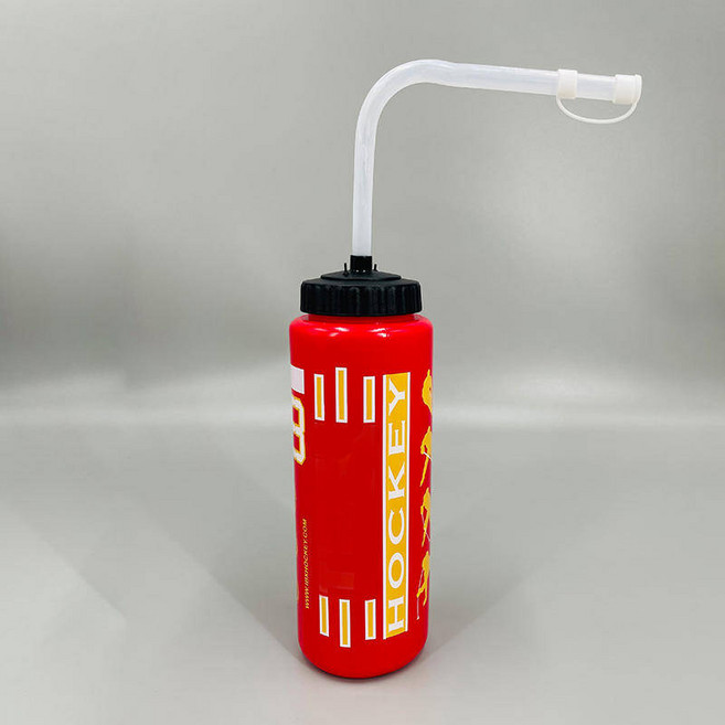 아이스하키 물병 하키 스퀴즈 수화 야구 복싱 사이클링 소프트볼 라크로스 스포츠 물컵 긴 빨대 스프레이 캡 포함 1L, 옵션14) Red-Elbow straw, 1개