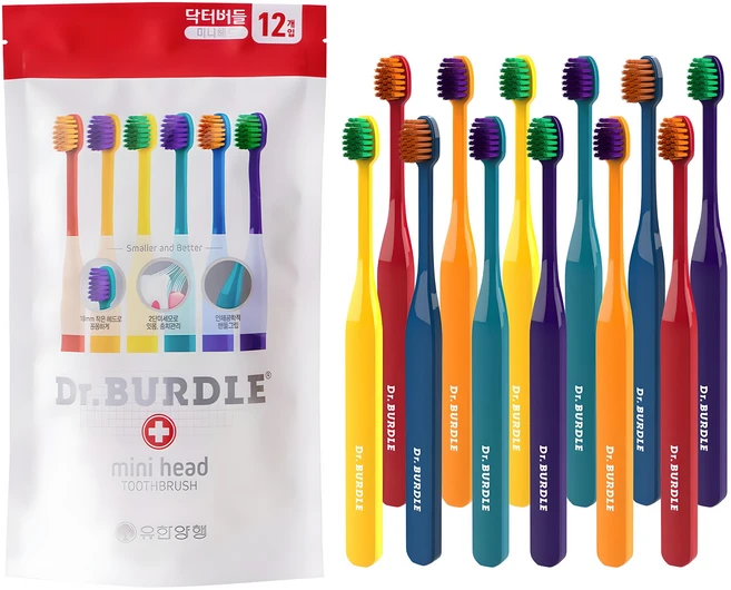 닥터버들 미니헤드 칫솔 세트, 12개입, 1개 - 쿠팡
