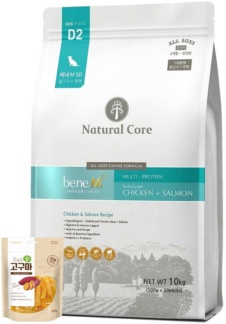 네츄럴코어 전연령 강아지 베네M50 (작은입자) 10kg+리얼고구마200g, 10kg, 1개, 가수분해닭