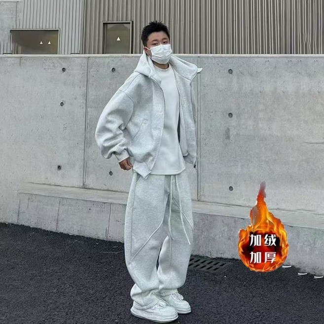男士秋冬季連帽長袖運動套裝