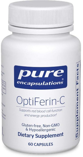 Pure Encapsulations OptiFerin-C 에너지 철분 흡수 보충제 비타민 C 60 캡슐, 1개, 60정