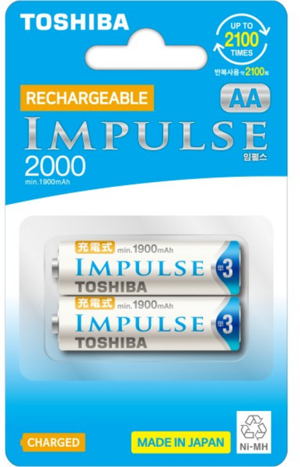 도시바 임펄스 니켈수소 충전지 AA2, 상세페이지 참조, 1개