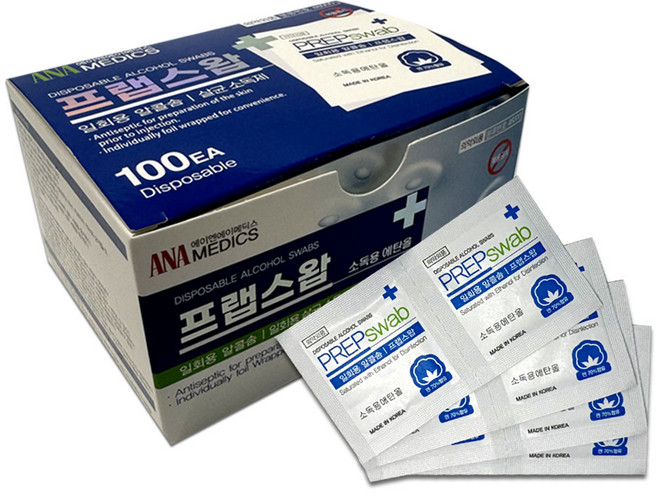 일회용 개별포장 ANA 목화솜70% 일회용 알콜솜 프랩스왑 100매입 100개입 3개