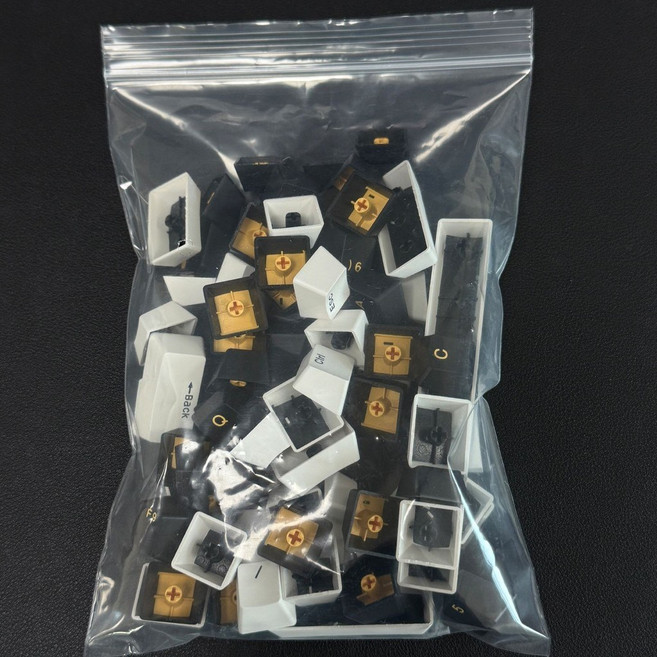 萬嘉 PBT 雙色注塑機械鍵帽 經典大字體 磁軸適用 87/61/104鍵, 99鍵袋裝-不是鍵盤-黑白
