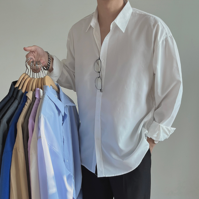 테이크잇컴퍼니 남성용 구김없고 링틀프리 빅사이즈 무지 긴팔 셔츠 남방