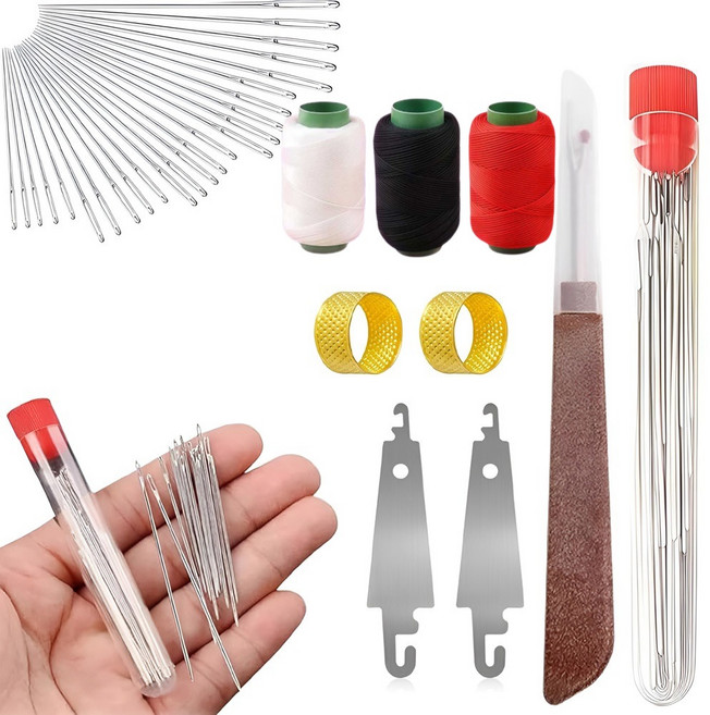 34종 의류재사용바늘세트 큰 바늘 구멍 재봉 도구 세트 자동 바늘귀 실꿰는 기구 이불바늘 큰바늘, 1세트, 1세트
