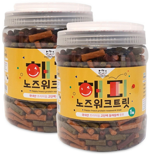 코코브라운 강아지 해피 노즈워크 트릿, 동애등에, 1kg, 2개