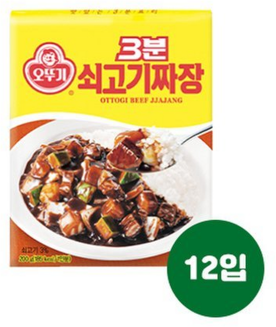 오뚜기 3분 쇠고기짜장, 12개, 200g