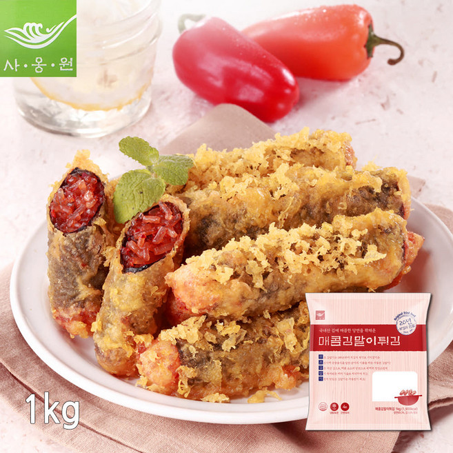 사옹원 매콤 김말이튀김 1kg X 3봉, 3개
