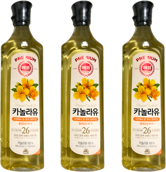 사조 해표 카놀라유, 3개, 900ml