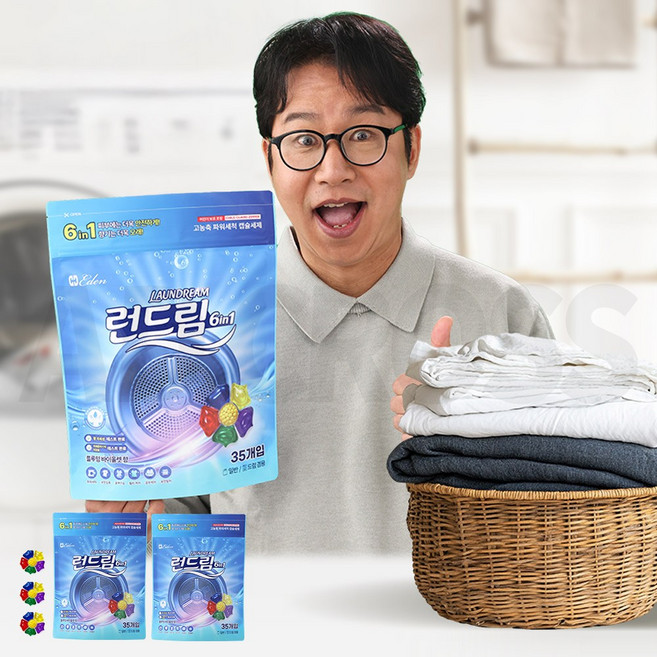 [인포벨]TV홈쇼핑정품 애드크로스 국내산 고농축 파워 세탁 런드림 심현섭 세탁 캡슐 세제 섬유유연제 빨래 표백 탈취, 1세트, 73개입