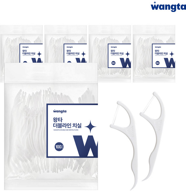 왕타 더블라인 치실 [100개입 x 5팩 총 500개], 100개입, 5개
