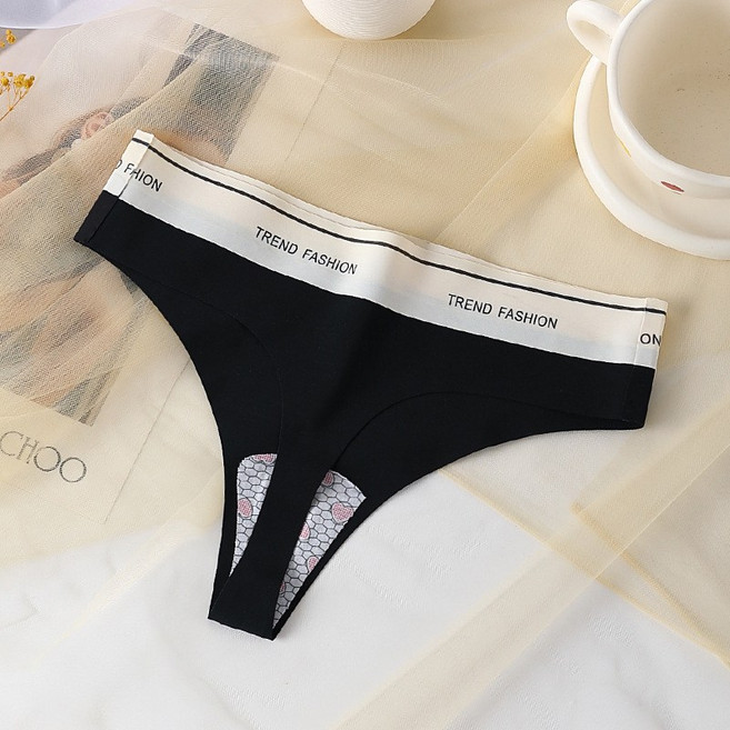 Qioniwear 冰絲無痕丁字褲 運動瑜珈隱形三角褲, 黑色,2XL【65-75公斤】