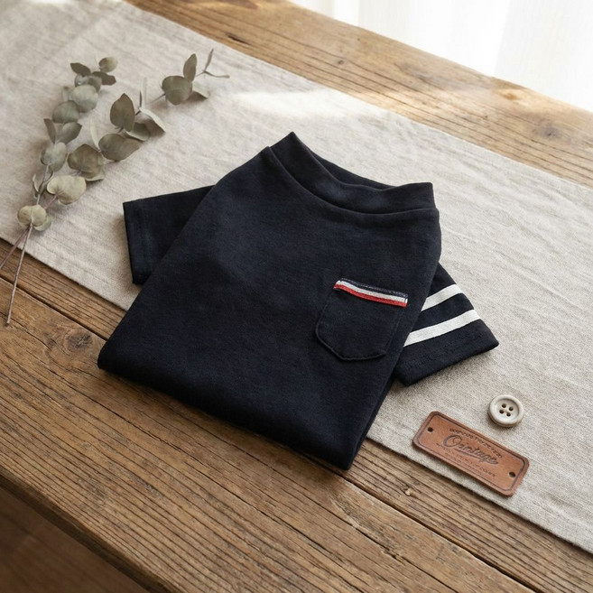 멍스터주식회사 강아지 티셔츠 포켓 스트라이프 소매 맨투맨 봄강아지옷, 1개, 네이비