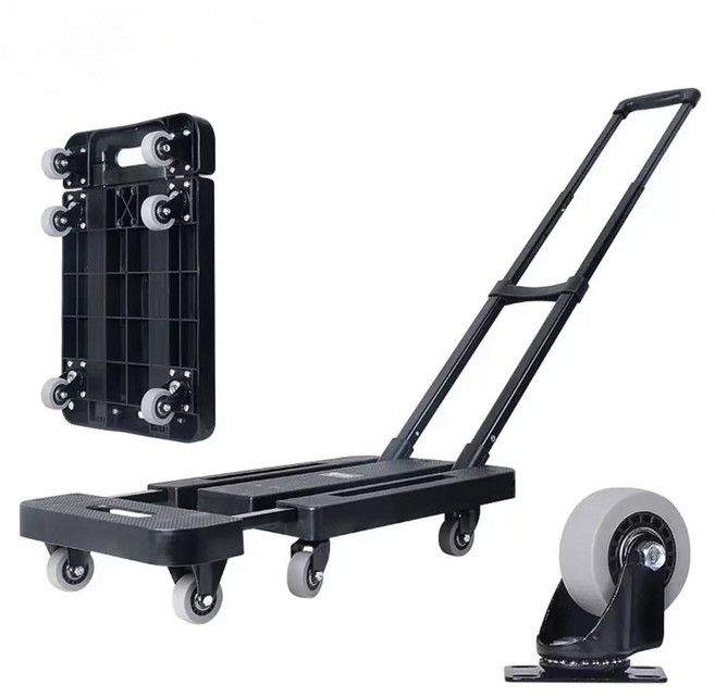 [드림] 구루마 구르마 접이식 핸드카트 브레이크형 블랙, 1개