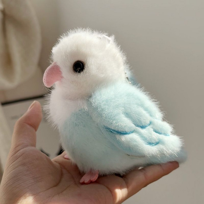 앵무새 인형 키링 파파밴드 귀여운 새 캐릭터 가방걸이 차키 장식, 파란 작약 앵무새 펜던트, 1개