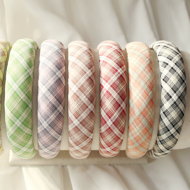 MISS21 마메이 도톰 체크 헤어밴드 머리띠 6개 세트 (hb1931)