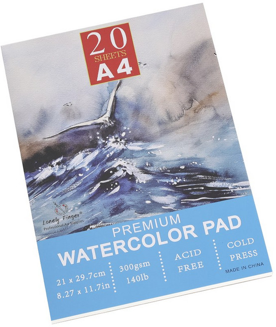 A3/A4/A5 수채화 패드 140lb/300gsm 20매 | 성인과 학생을 위한 냉간 압착 무산소 아티스트 페이퍼 - 페인, A5, 1개