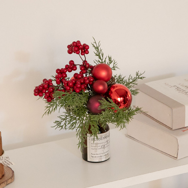 크리스마스 베리 데코 픽 트리 장식 믹스 볼가지 20cm 3컬러 리스 꾸미기 조화 소품 용품 오너먼트 겨울, 레드, 1개