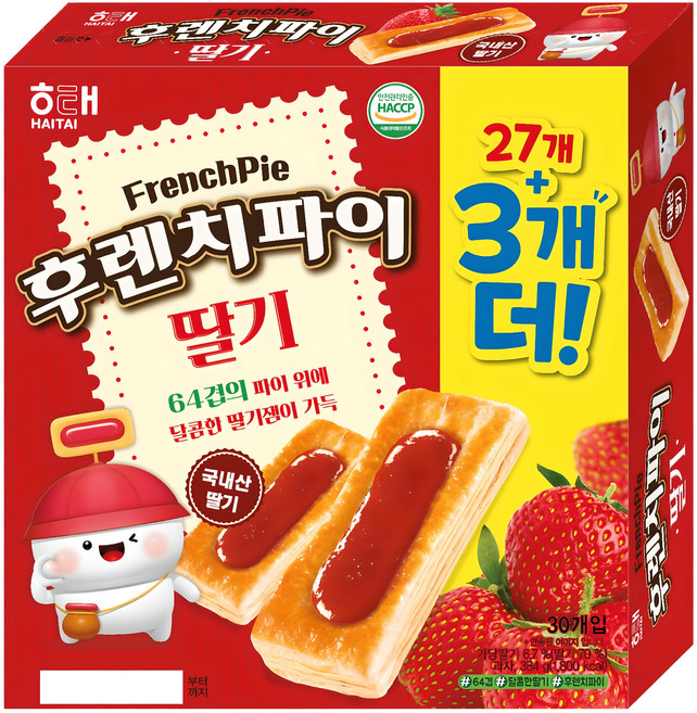 해태제과 후렌치파이 딸기, 384g, 1개