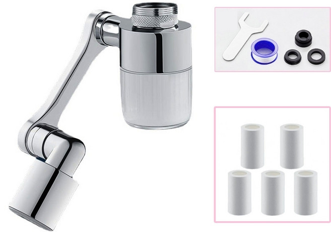 국산 필터 제이앤지 아이러브 필터형 1080도 각도조절 듀얼분사 워터탭 수도꼭지 수전탭, 1개