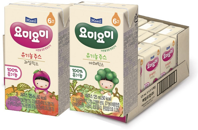 요미요미 유기농주스 125ml 2종 (총24팩), 1세트