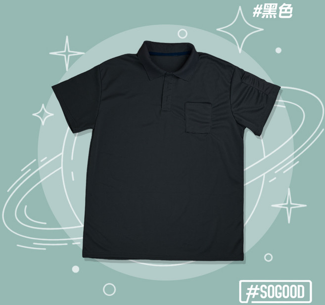 [24h出貨] 筆插polo衫 口袋polo衫 涼感網眼衣 排汗網眼衣, 黑色