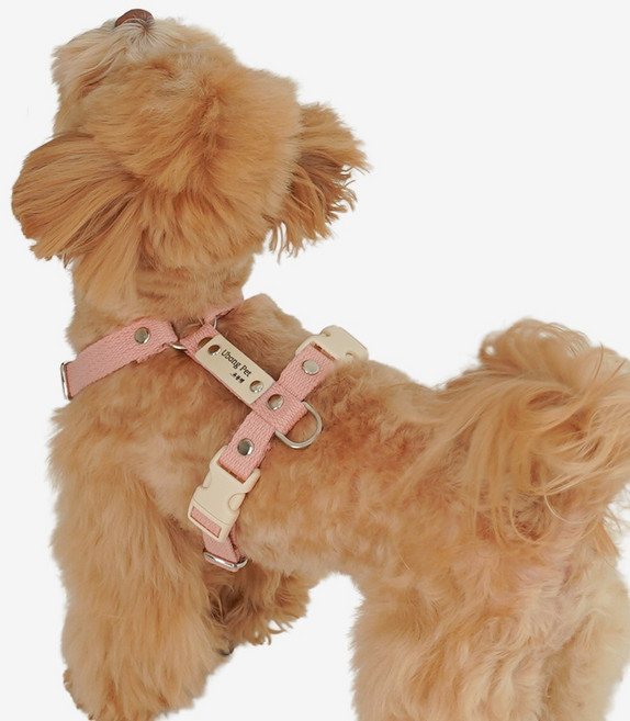 이름 무료 각인 앞섬방지 H형 강아지 하네스 기본형, 인디핑크