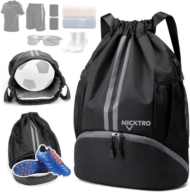 축구공 농구공 운동화 축구화 수납 스포츠 헬스 운동 방수 볼백 백팩 가방, 블랙, 1개