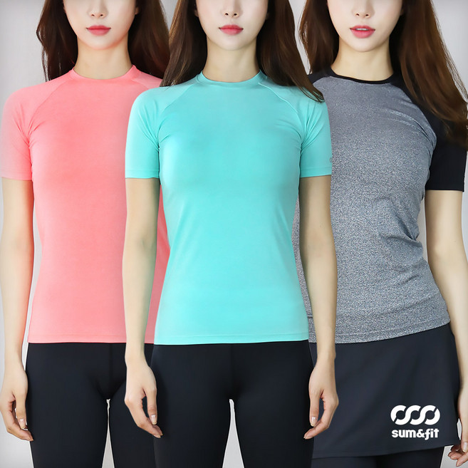 썸앤핏 여성 트레이닝복 상의 3종 / 빅사이즈 헬스복 요가복 필라테스복 휘트니스복