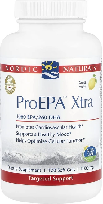 Nordic Naturals ProEPA Xtra 레몬 1000 mg 120 소프트젤, NordicNaturalsProEPAXtra레몬1000, 1개, 120정 - 쿠팡